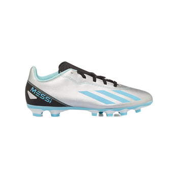 Scarpe da calcio argento da ragazzo con strisce azzurre adidas X Crazyfast Messi.4 FxG, Brand, SKU s356000092, Immagine 0